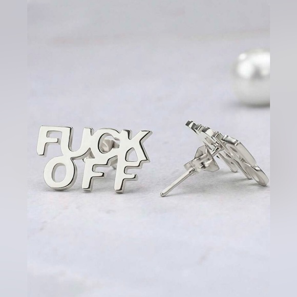 Jewelry - 316 Surgical Stainless Steel “Word” Design Stud Earrings NWT